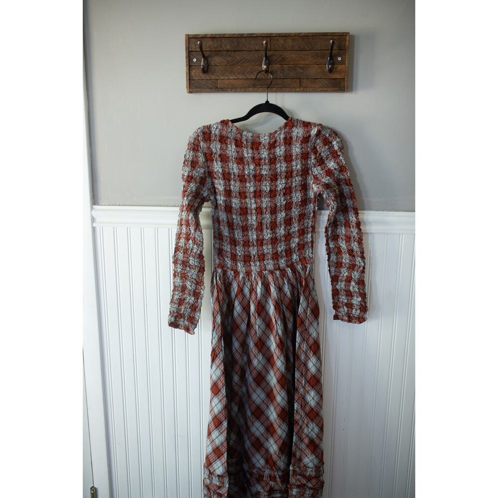 Anthropologie Damson Madder Posey Smocked Long-Sleeve Cotton Midi Dress 4 - Picture 5 of 5